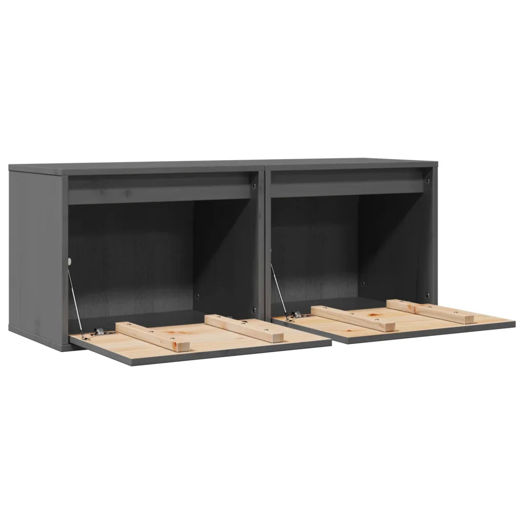 Pensili Grigi 2 pz 45x30x35 cm in Legno Massello di Pino 813440