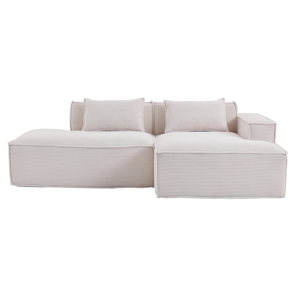 Divano 235 cm beige in poliestere imbottito con seduta elastica
