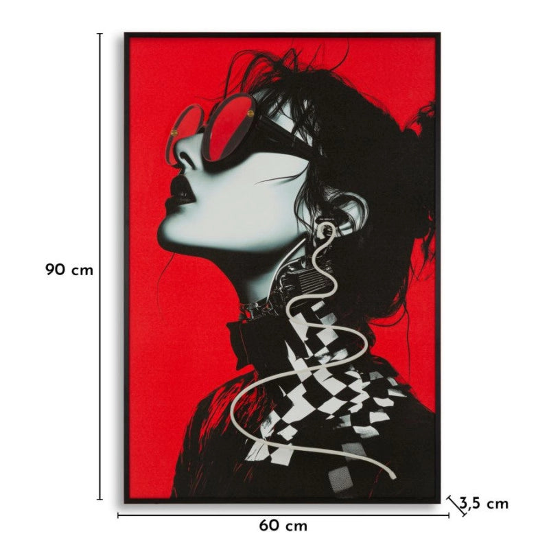 Stampa Con Led Su Tela Psyco -b- cm 60x3,5x90 (applicazione 3d Acrilico)
