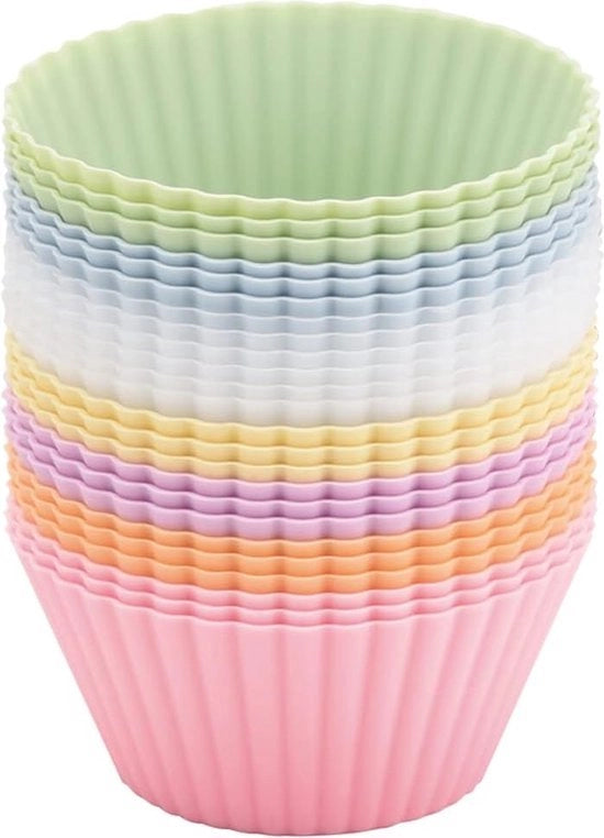 Muffiniere in Silicone, Muffiniere per Cupcake Reutilizzabili (Set da 24, 7 Colori)