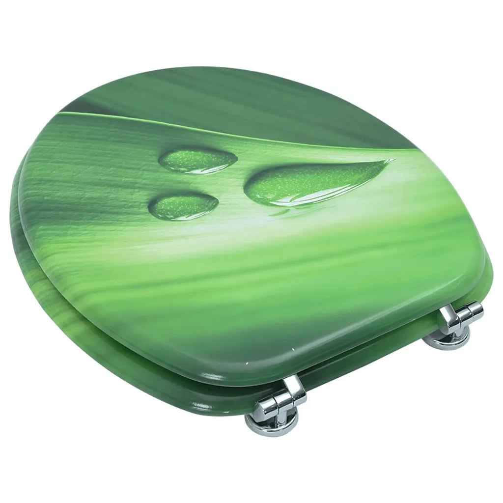 Tavoletta WC con Coperchio MDF Verde Design Goccia d'Acqua 146908