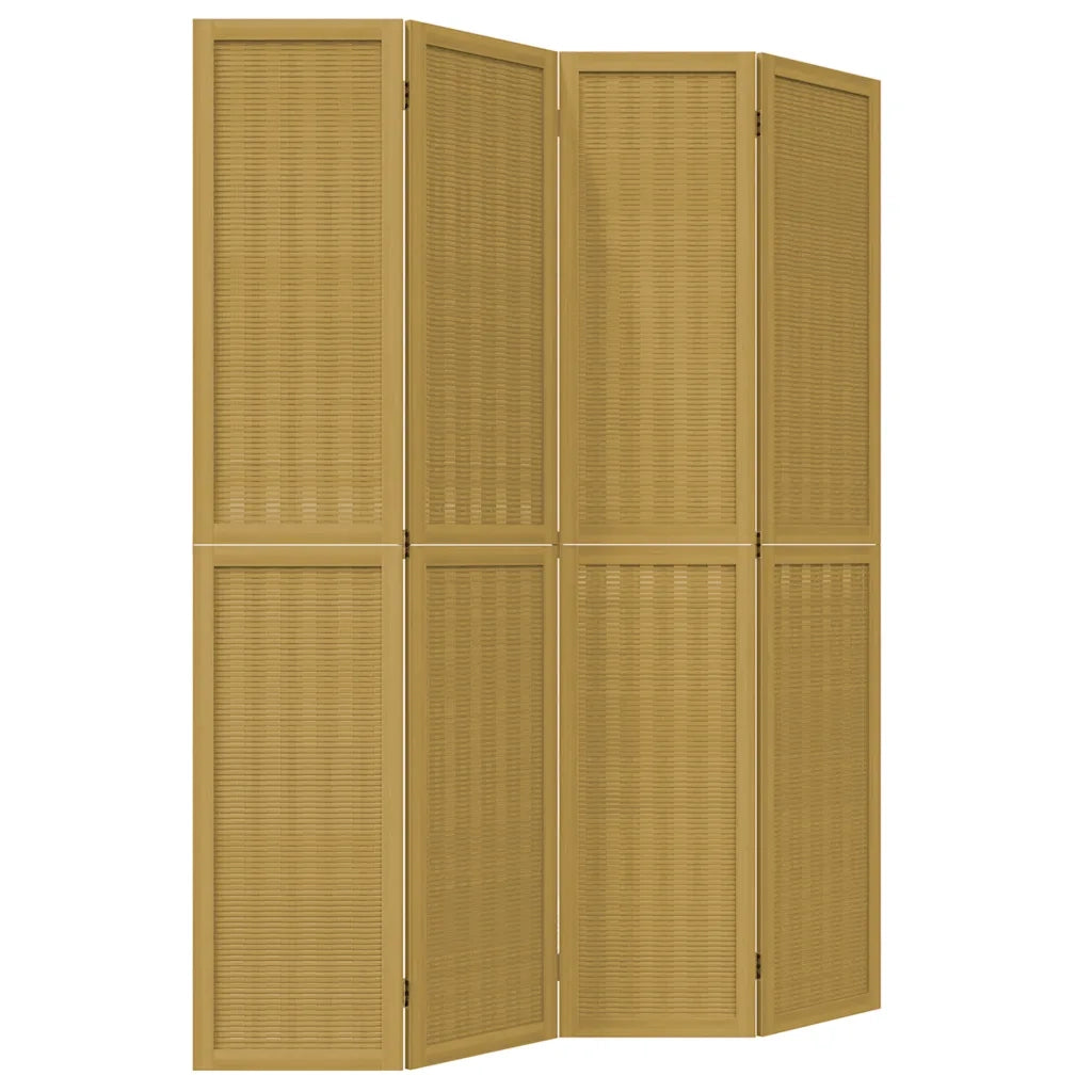 Divisorio Ambienti 4 Pannelli Marrone Legno Massello Paulownia 358819