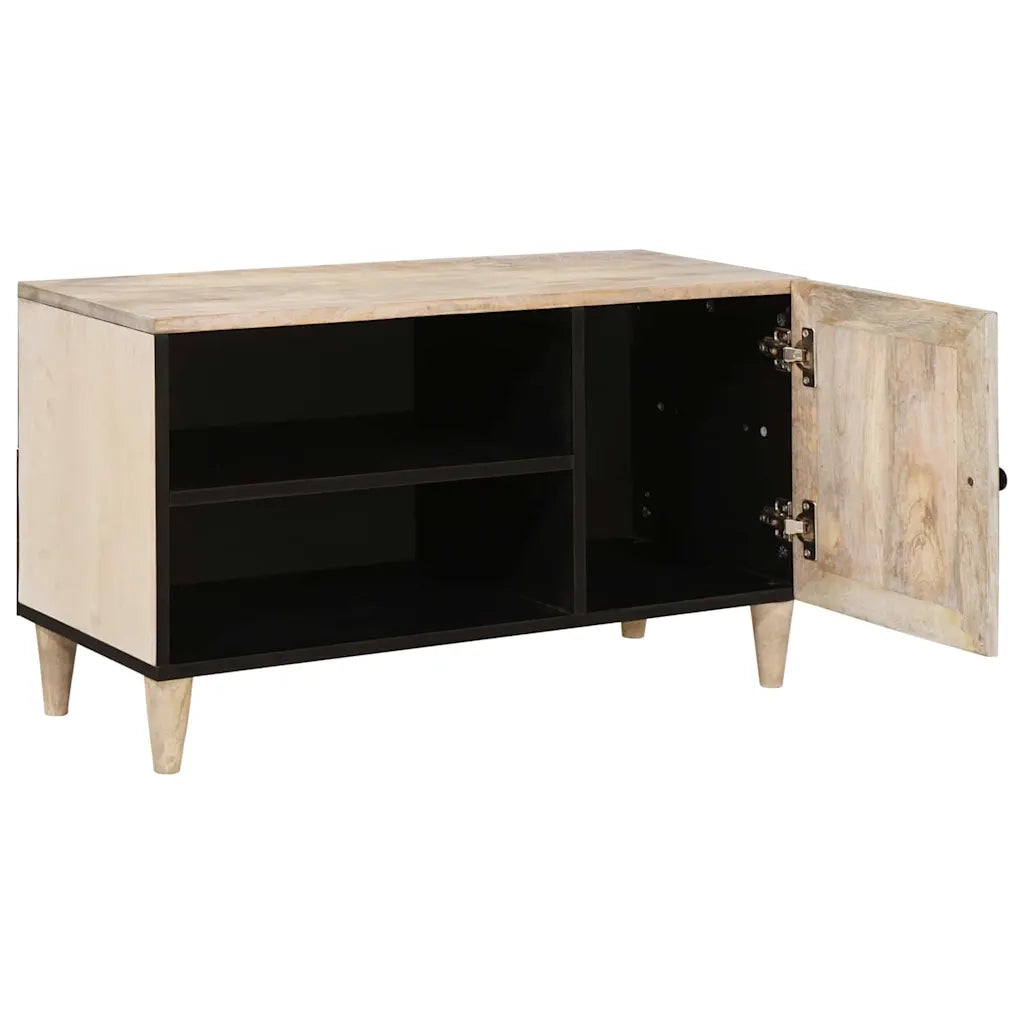 vidaXL Mobile TV Bianco 80 x 33 x 46 cm legno massello di mango