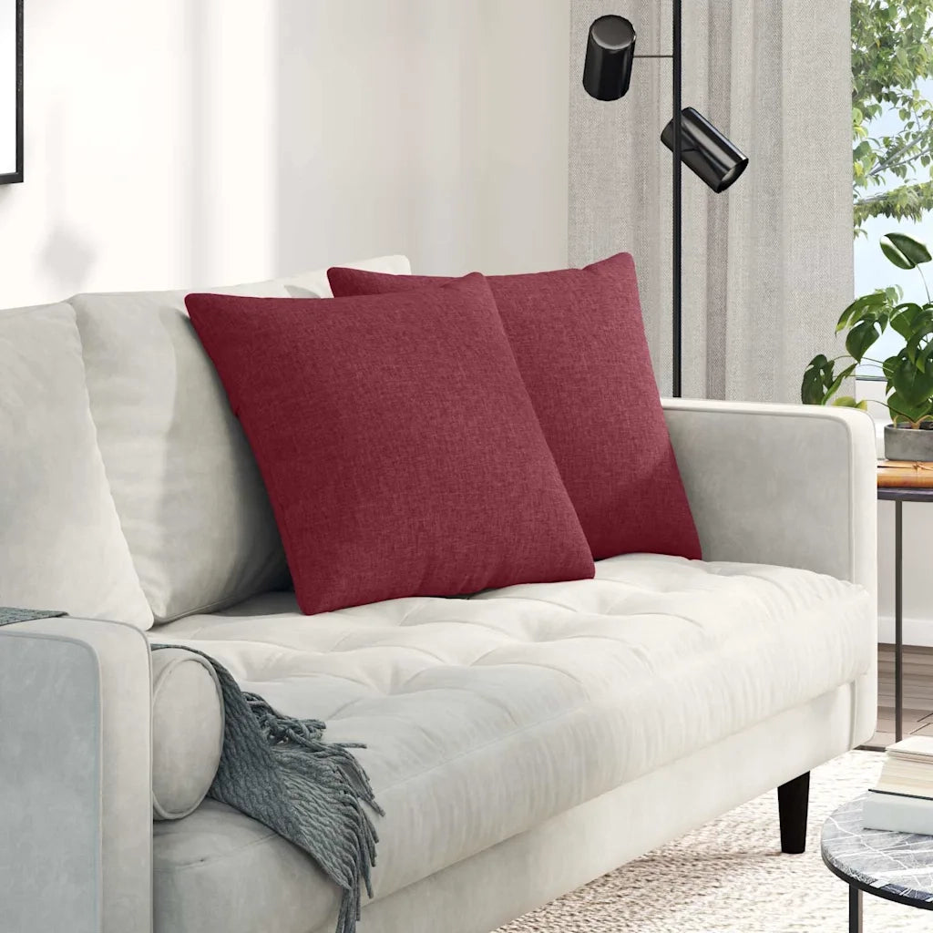 Cuscini da Divano 2 pz-Set di 2 Cuscini per Sofa Rosso Vino 50 x 50 cm Tessuto