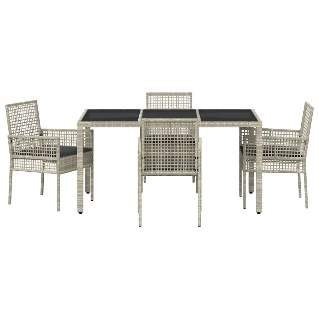 Set da Pranzo per Giardino 5 pz | Set Salotto da Giardino Grigio chiaro polyrattan