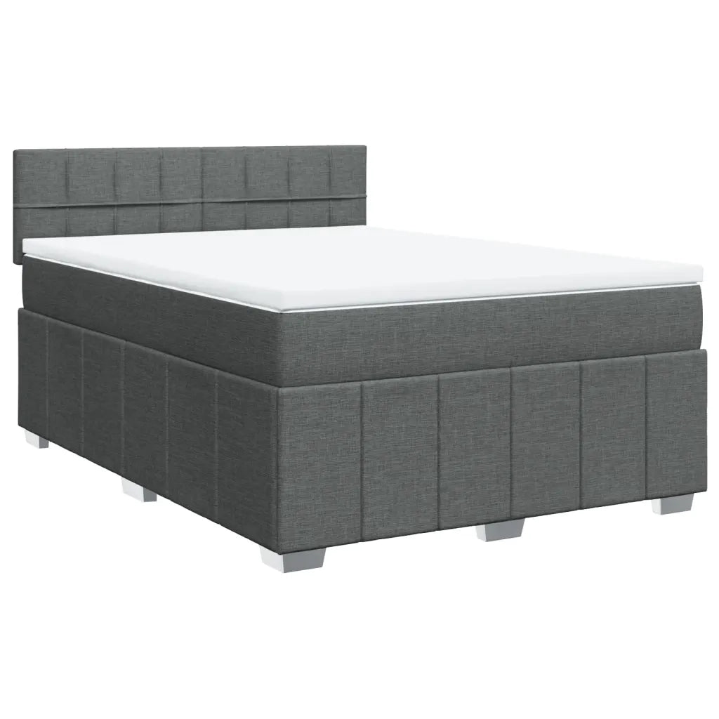 Giroletto a Molle con Materasso Grigio Scuro 160x200 cm Tessuto