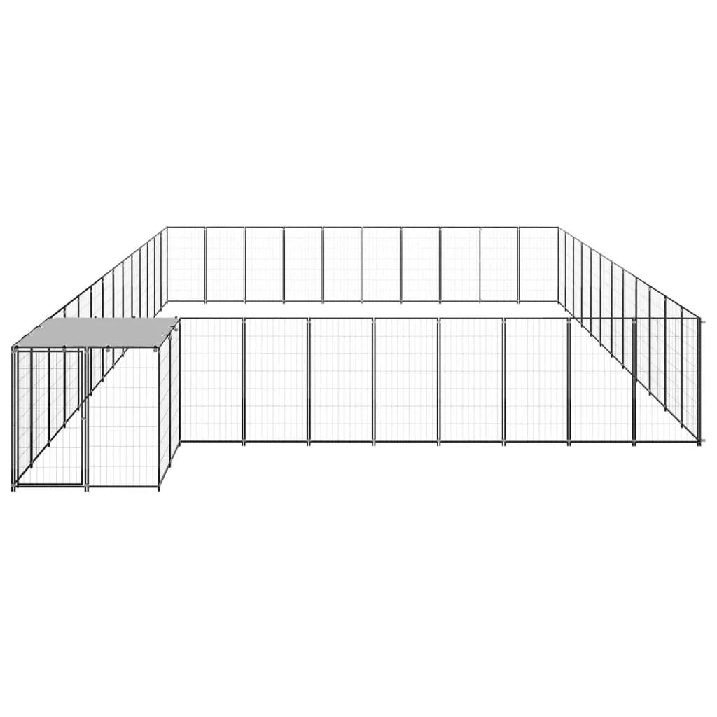 Recinto per animali da esterno per cani 37,51 m² acciaio nero 02_0000529