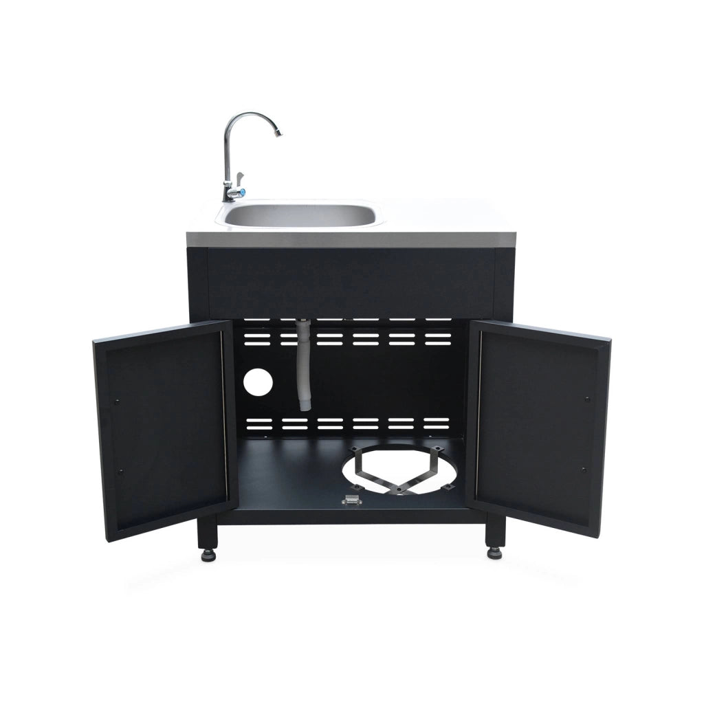 Mobili per cucina da esterno, in acciaio inox, 6 moduli, nero