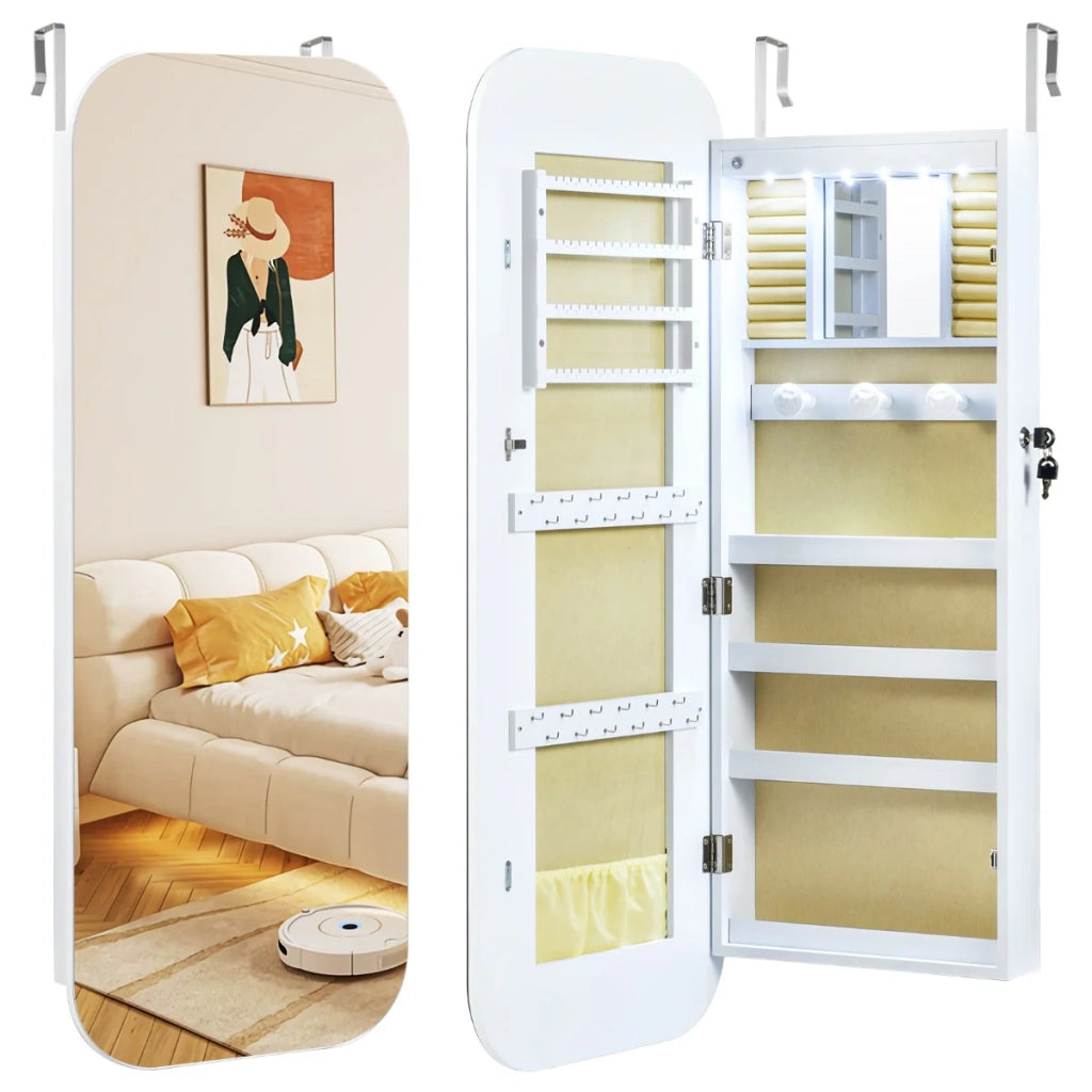 Mobile portagioielli 42 x 10 x 107,5 cm spazio di archiviazione ottimizzato illuminazione a LED stile moderno MDF bianco 20_0017132