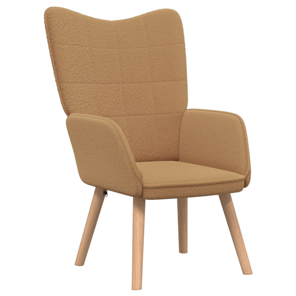 Poltrona Rilassante  Beige in Tessuto Simil Lana Riccia
