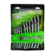 KIT DI 12 CHIAVI COMBINATE A CRICCHETTO SERIE SNODATE MISURA 8 A 19 CON SNODO