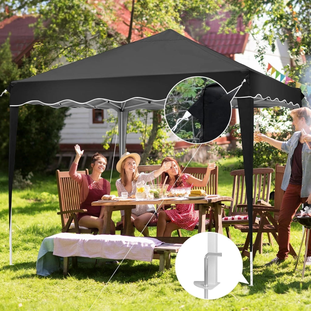 Gazebo Pieghevole 3x3 Impermeabile con 4 PCS Sacchi di Sabbia, UV 50+ 4 Pareti Laterali, Tenda da Campeggio, Giardino, Festival e Feste Nero
