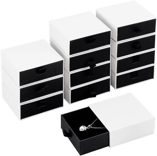 Set di scatole per organizzare gioielli 12 pezzi - Scatole per piccoli oggetti - Organizzatore di cartone - Scatole imbottite - Per collane/anelli/orecchini - Dimensioni 90x89x35 mm - Scatole per riporre oggetti