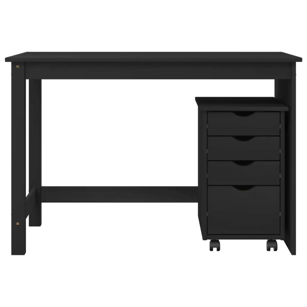 Set di Scrivania e Armadietto 2 pz Nero Legno Massello di Pino 3438768