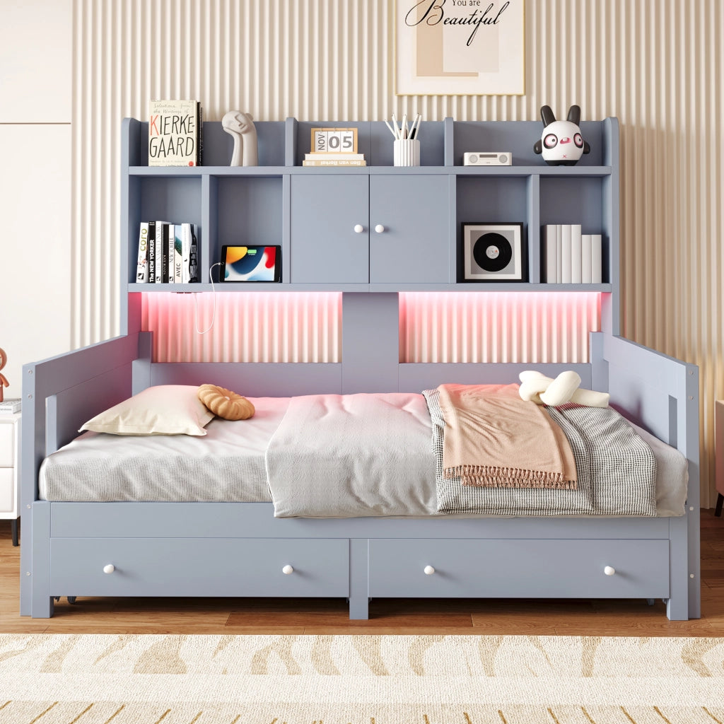 DIVANO LETTO Estraibile 90x190 cm Grigio in Legno