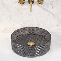 Lavabo Da Appoggio Rea Cristal Black 35