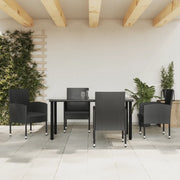 Set da Pranzo da Giardino 5 pz Nero in Polyrattan e Acciaiocod mxl 101089