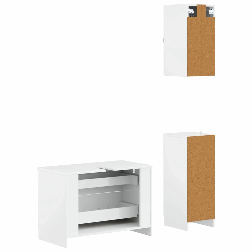 Set di armadietti da bagno in 3 pezzi UTRECHT Bianco Lucido 3417814