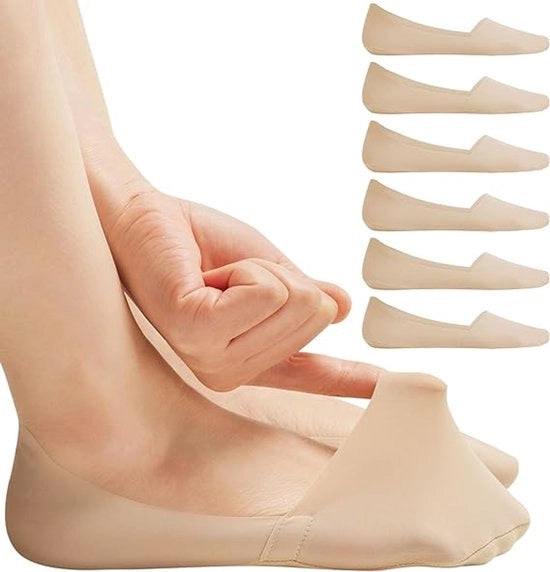 Sokke senza mostra per donne, calze antiscivolo in nylon, calze invisibili per scarpe basse con imbottitura soffice e bassa, 6 paia (unico taglia)