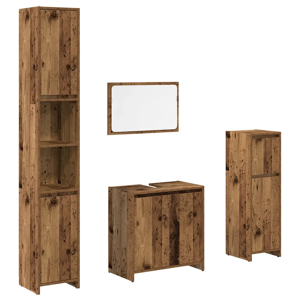 Set Mobili da Bagno 4 pz Legno Antico in Legno Multistrato 3328555