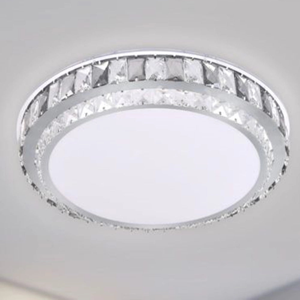 Trade Shop - Plafoniera Soffitto 65w ø50cm Led Design A Strati Cristalli Rotondo Luce Fredda 48316 -