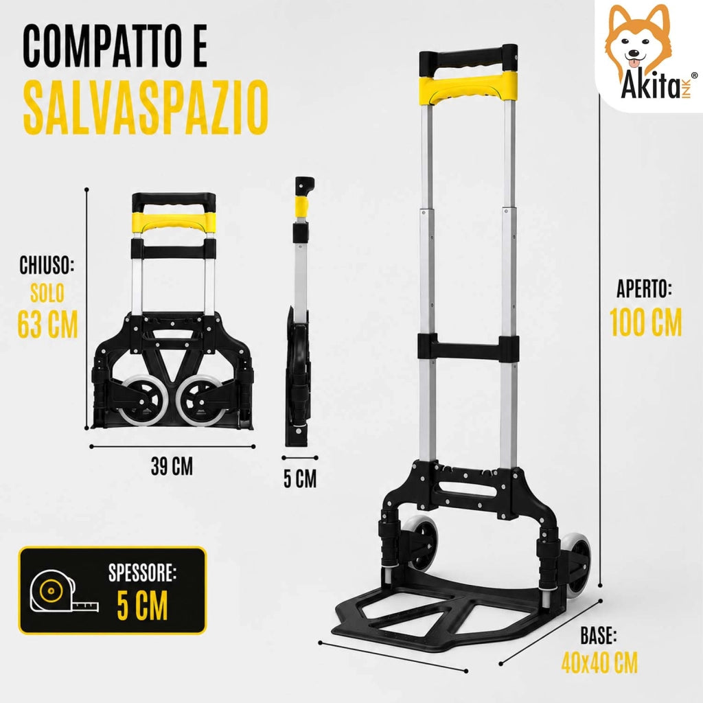Akitaink Carrello Pieghevole Porta Pacchi in Alluminio 60 kg