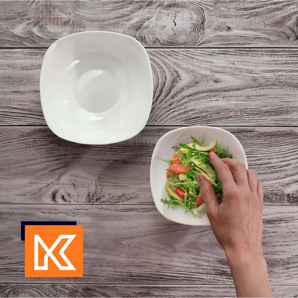 Ciotole da insalata KADAX da 19 cm in vetro, ideali per zuppe e snack, colore bianco, set da 3 pezzi.