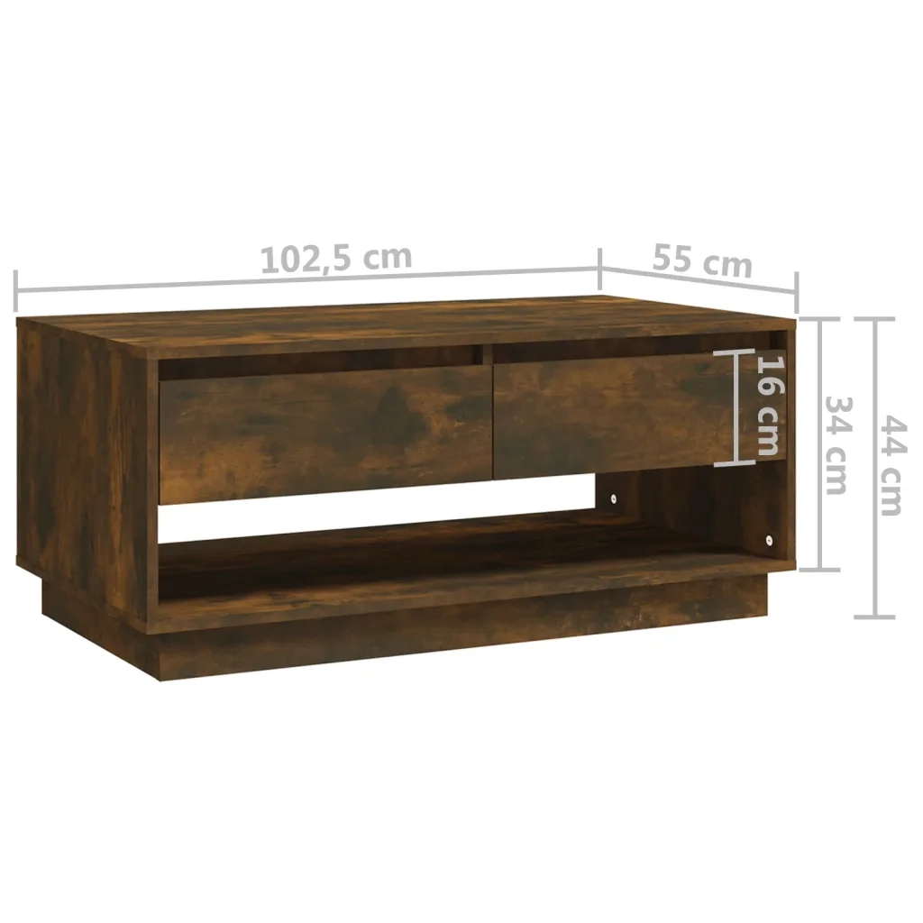 Tavolino da salotto | Tavolino da caff¨¨ | Tavolino da Soggiorno Rovere Fumo 102,5x55x44 cm in Truciolato