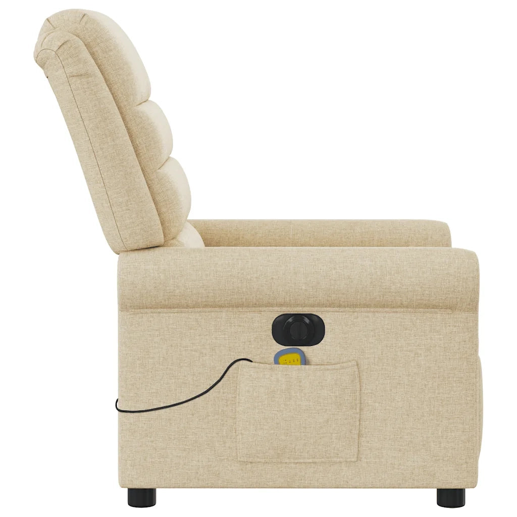Poltrona Reclinabile Massaggiante Elettrica Crema in Tessuto 3303312