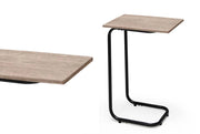TAVOLINO IN METALLO CON RIPIANO IN LEGNO 40X30X60CM IN COLORE ROVERE