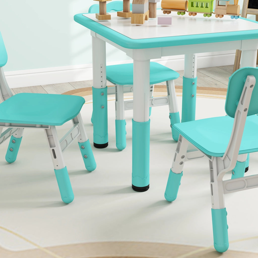Set Tavolo e Sedie per Bambini 5pz ¨C zephmum ¨C Verde, 60x60x46-58 cm