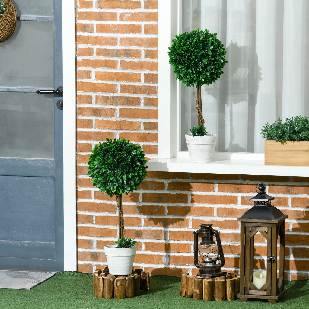 Set 2 piante artificiali Buxus ¨C Zephmum ¨C Verde, resina, 28x28x60 cm