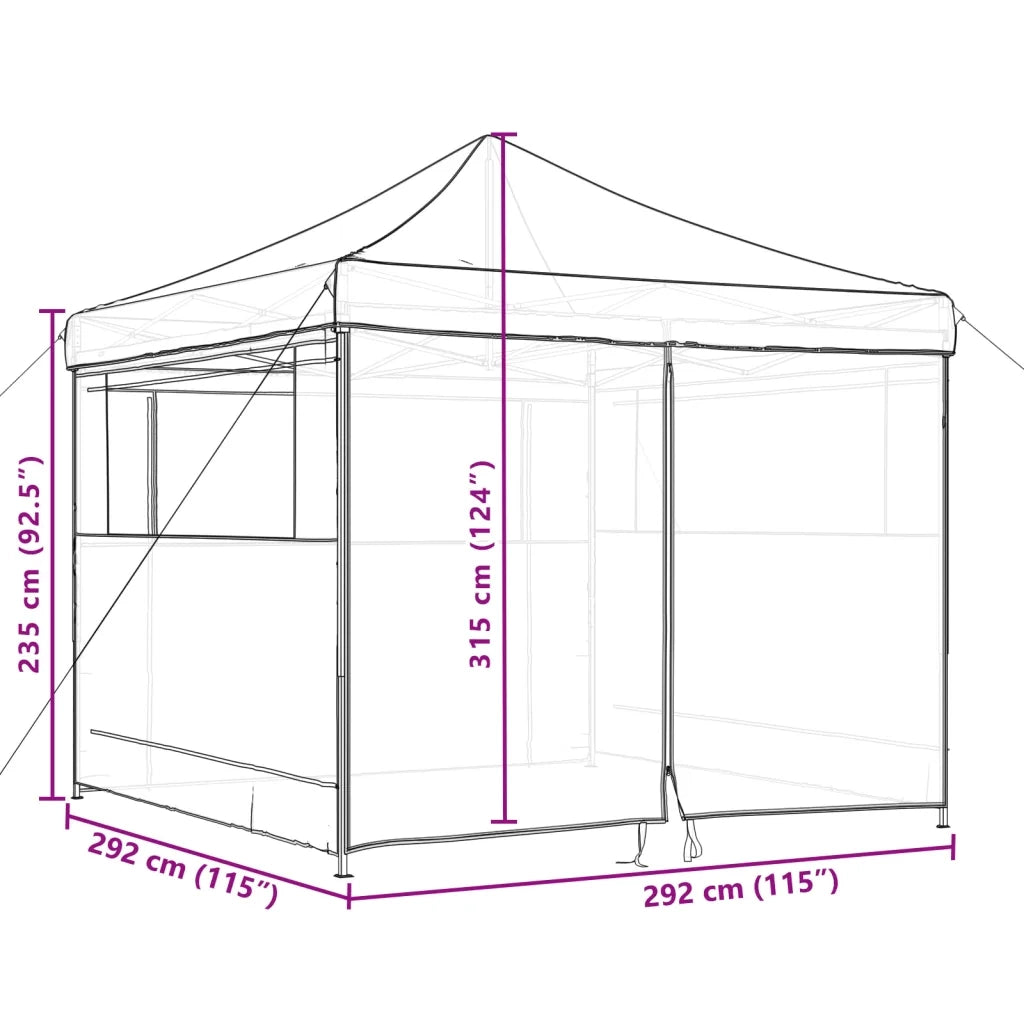 Tendone per Feste Pieghevole Pop-Up con 4 Pareti Tortora 4004930