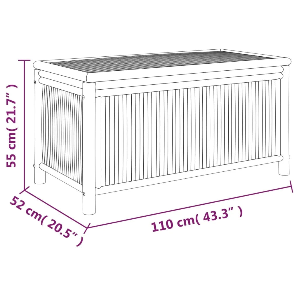 Contenitore/box da giardino 110 x 52 x 55 cm bambù 02_0012999