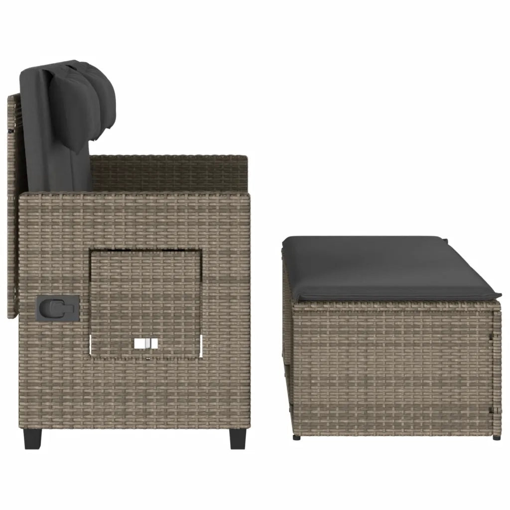 Panca Reclinabile da Giardino con Cuscini-Sgabello-Sedia da esterno Grigia in Polyrattan 883870