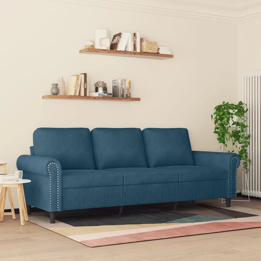 Divano a 3 Posti Blu 180 cm in Velluto 359548