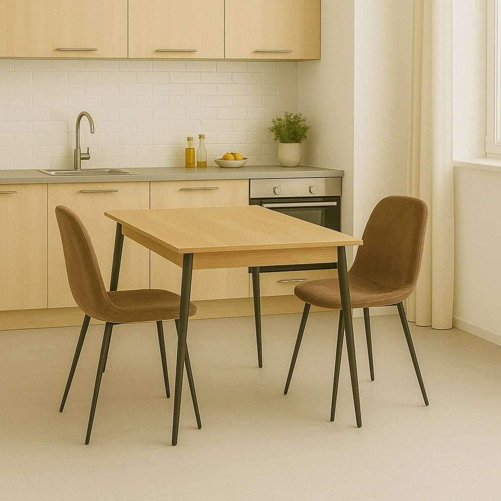 Set di 2 sedie Arter, Poltrona rivestita in velluto, Sedia da pranzo imbottita, Seduta per riunioni, 45x56h87 cm, Beige