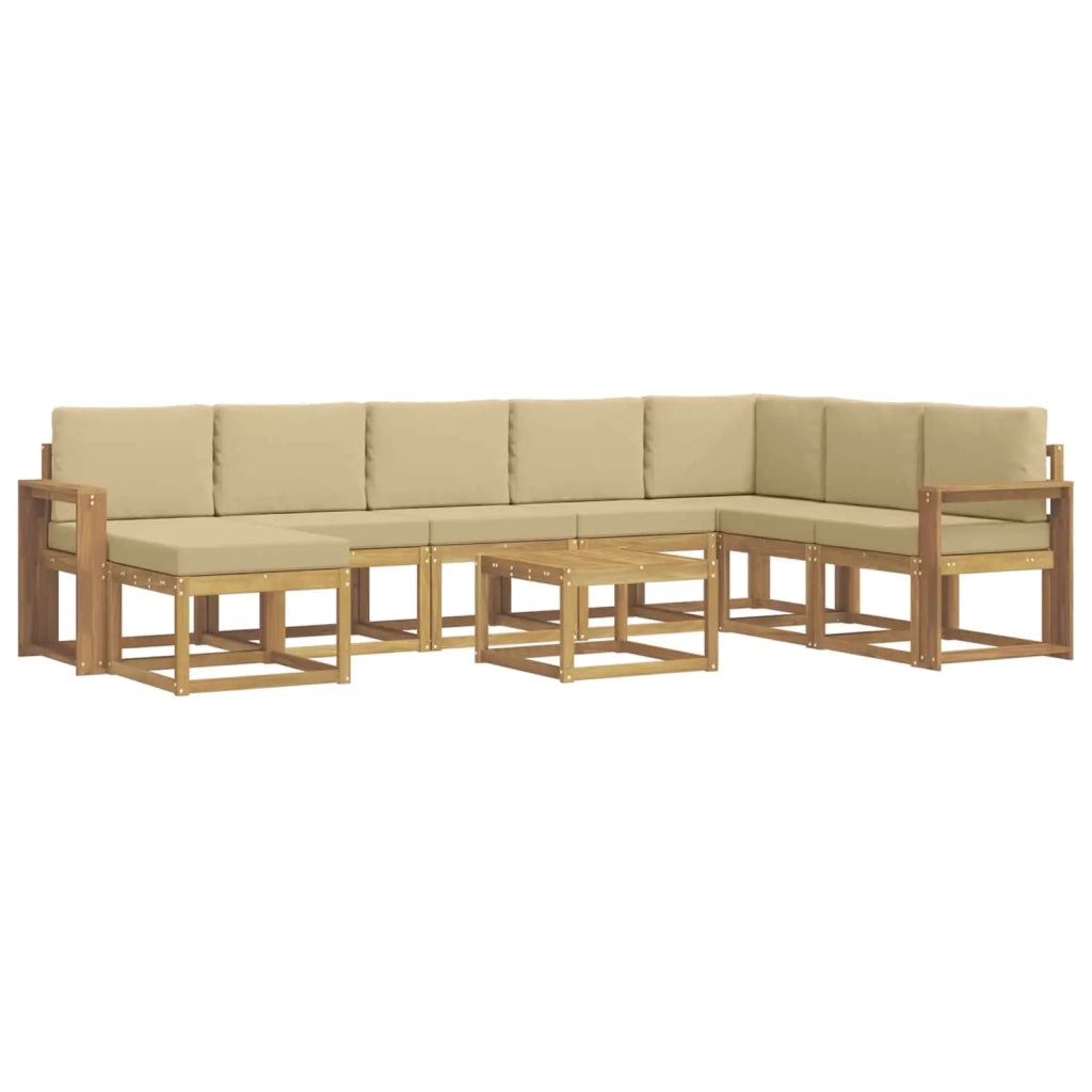 Set di divani da esterno con cuscino 9 pcs Bianco e Beige