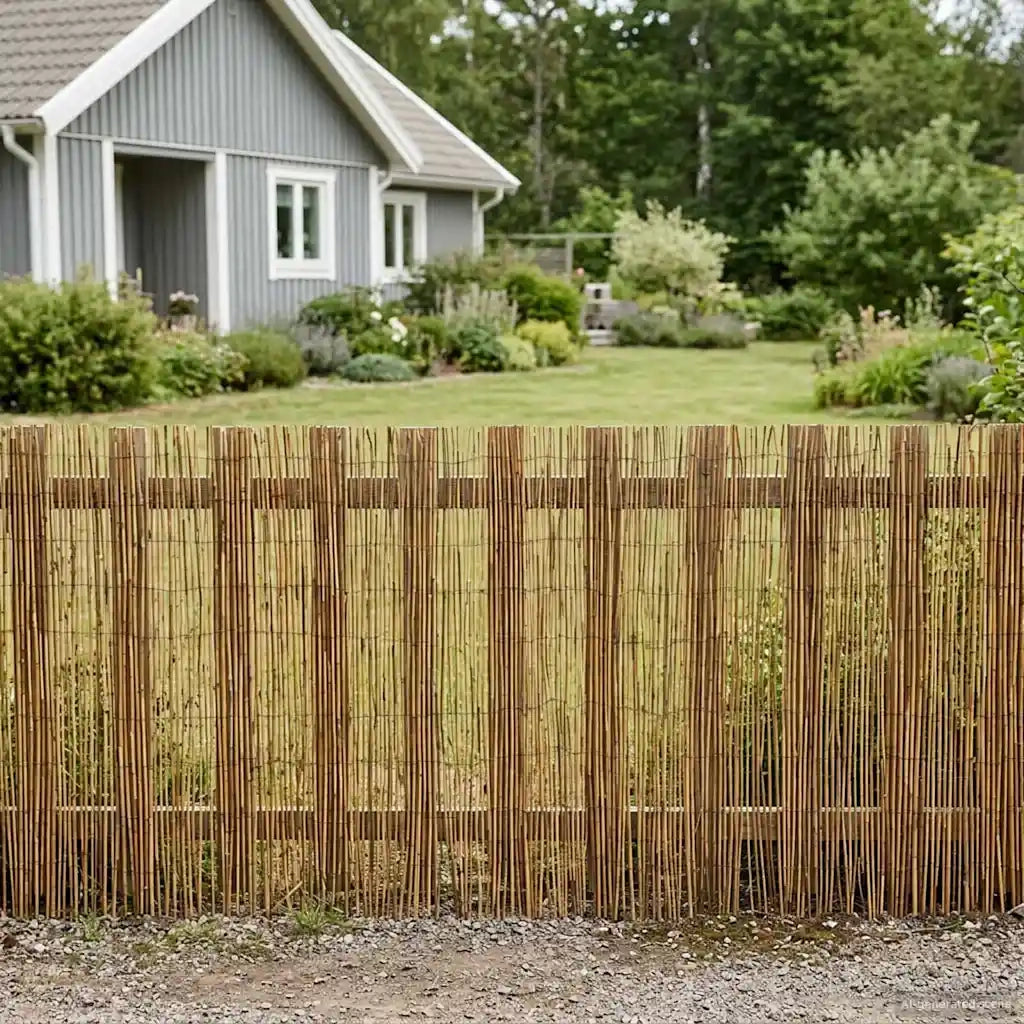 Recinzione per Giardino | Recinzione da cortile Carbonizzato 500 x 90 cm Giunco