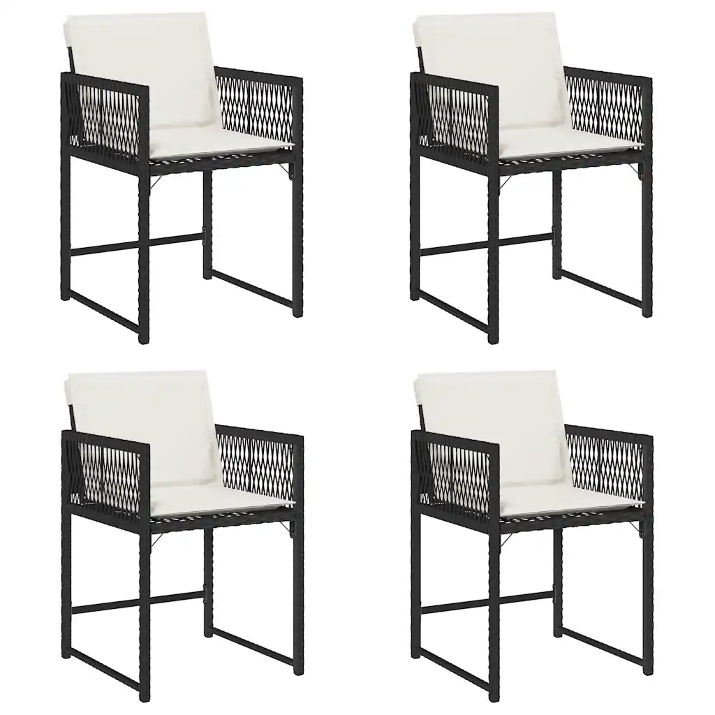 vidaXL Sedie da Giardino con Cuscini 4 pz Nere in Polyrattan