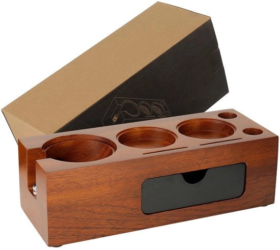 Stazione per Tamper 58mm, Stazione per Tamper 51~58mm Materiali per Baristi Accessori, Stazione per Tamper per Caffè Stazione per Portafiltro Regolabile 7 Fori Noce