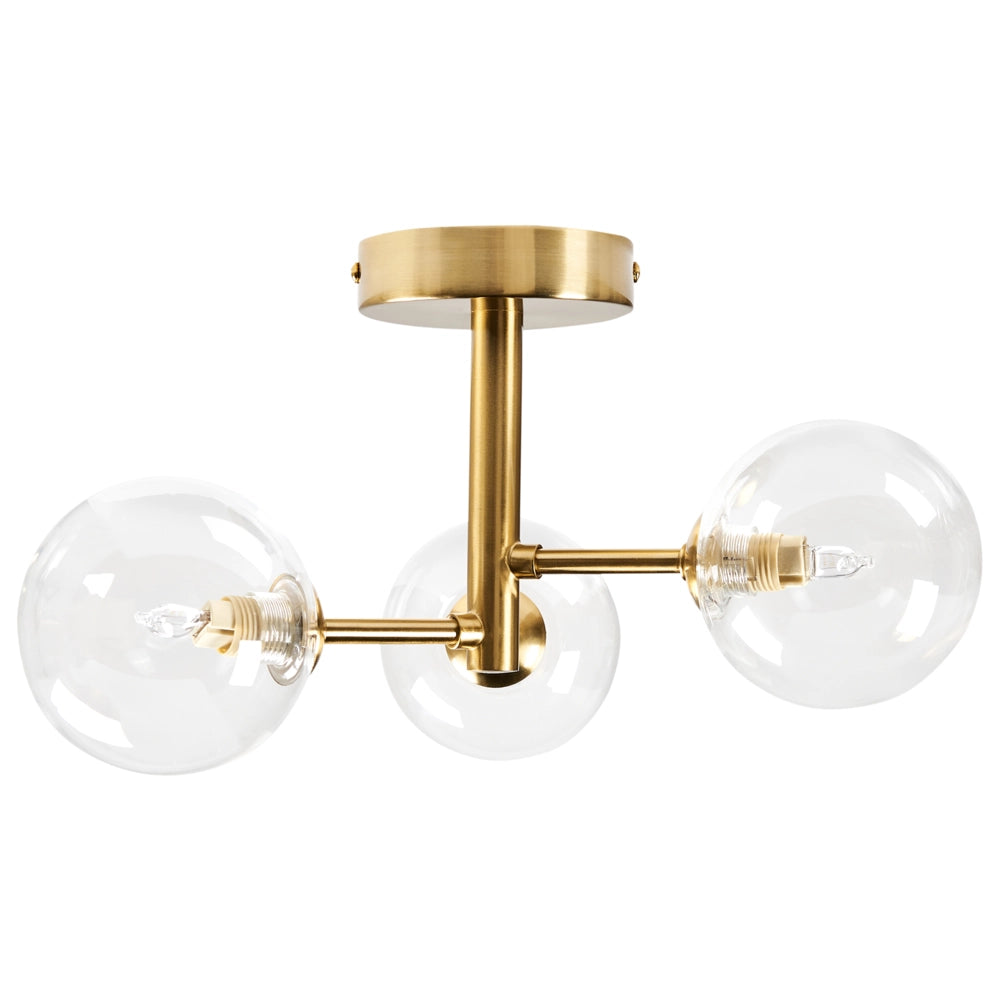 Plafoniera a 3 luci in vetro d'ottone e metallo di ferro Illuminazione del soggiorno dall'aspetto moderno e glamour
