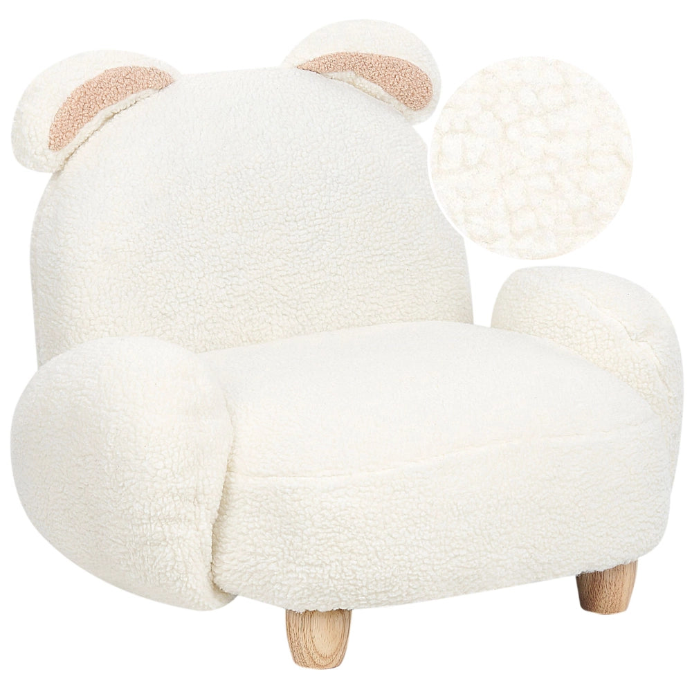 Poltrona per animali Imbottitura in bouclé bianco sporco Seduta per bambini Design moderno Forma di coniglio