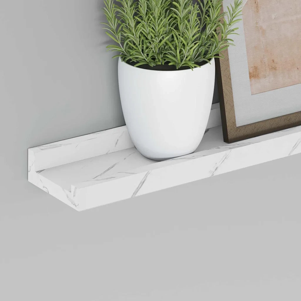 Scaffale da parete 2 pz Marmo Bianco 80 x 9 x 3 cm