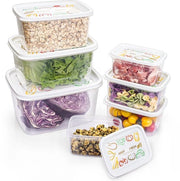 Scatola di conservazione in plastica per cucina, 14 pezzi (7 contenitori + 7 coperchi), BPA-free, sicura per lavastoviglie, forno a microonde e frigorifero, disponibile in diverse dimensioni