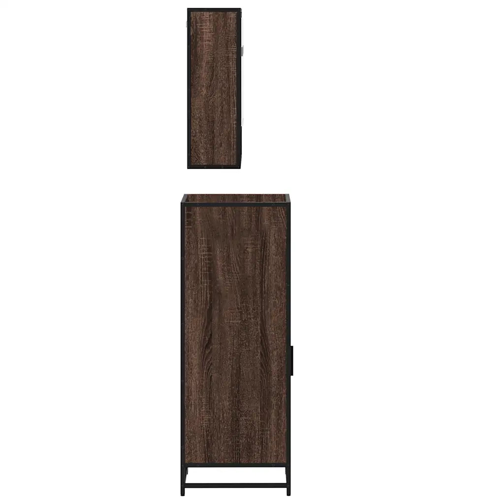 Set Mobili da Bagno 3 pz Rovere Marrone in Legno Multistrato 3301004