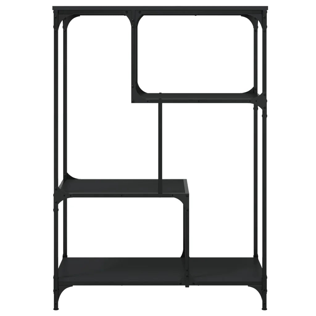 Libreria Nera 81x36x115 cm in Legno Multistrato e Acciaio 835404