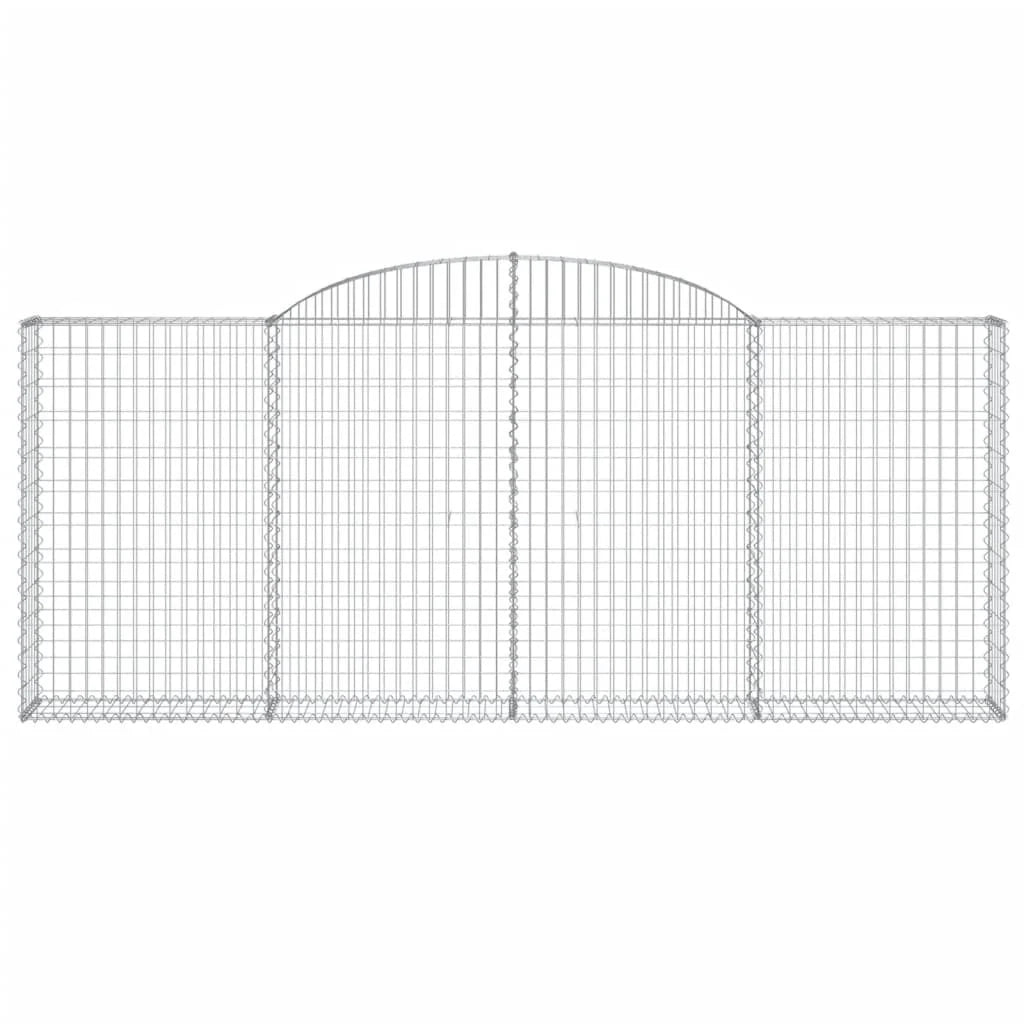 Cestini gabbioni recinzione a gabbia muro di contenimento ad arco 5 pezzi 300 x 30 x 120/140 cm ferro zincato argento 02_0040905