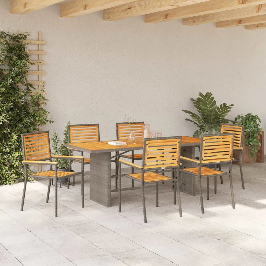 Set da Pranzo per Giardino 7 pcs Grigio e Marrone polyrattan 3365451
