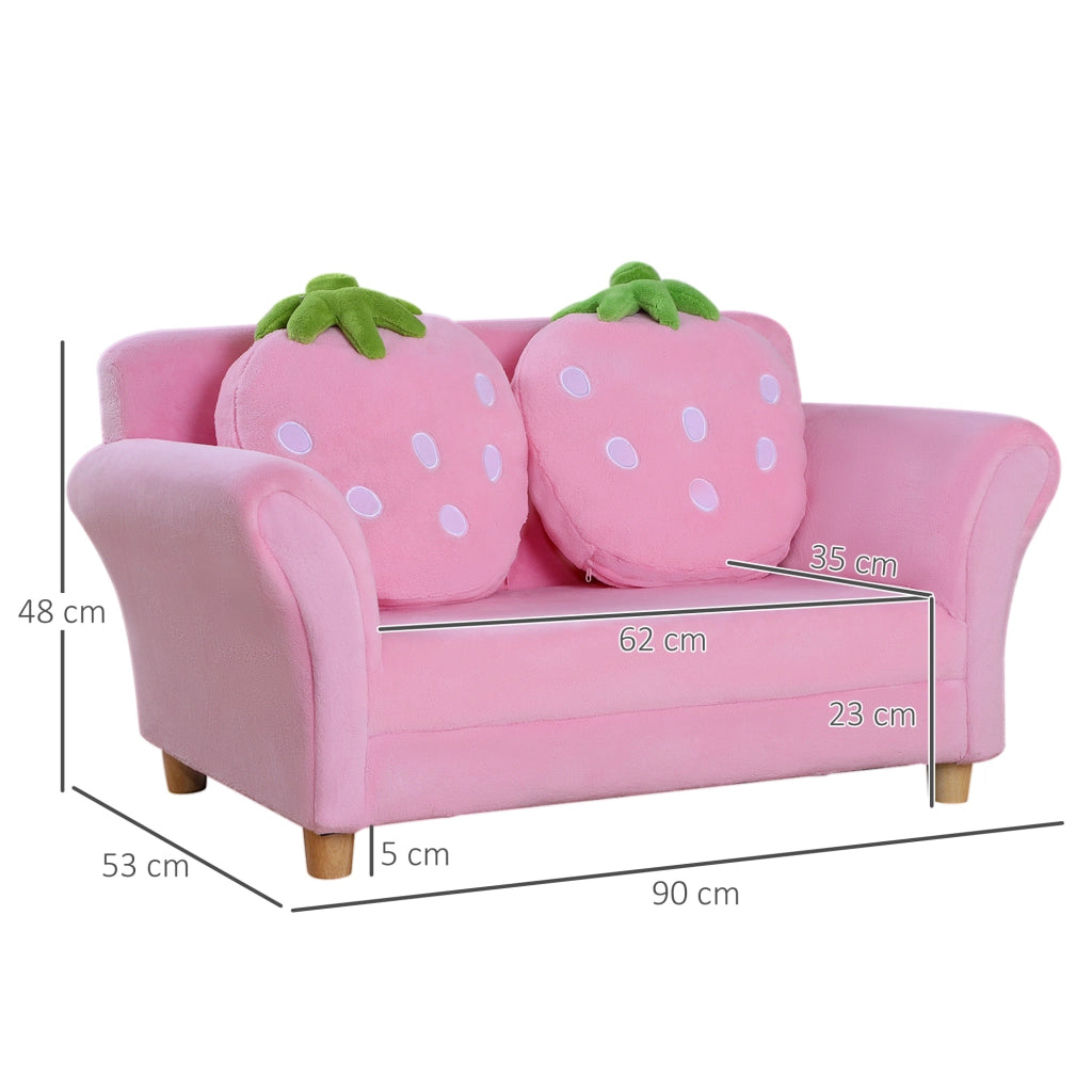 Poltrona bambini tessuto effetto velluto corallo con gambe legno massello per cameretta ¨C Xylo ¨C Rosa 90x53x48cm